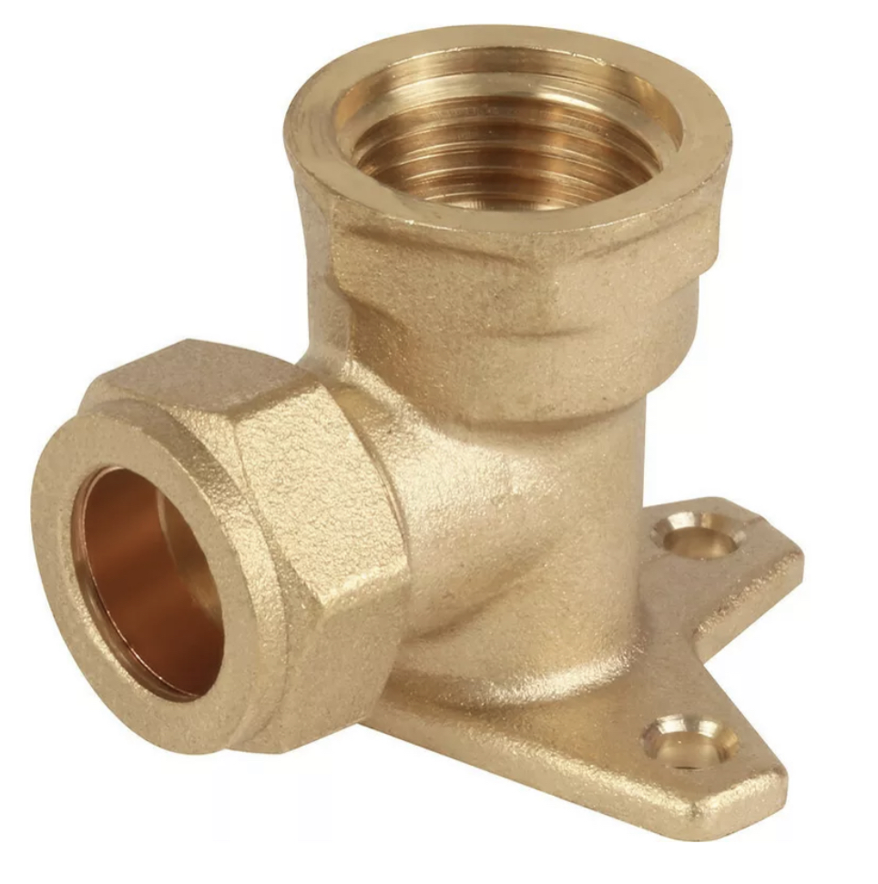 15MM x 1/2″ inch COMPRESSION GARDEN / OUTSIDE BIB TAP WALL PLATE ELBOW